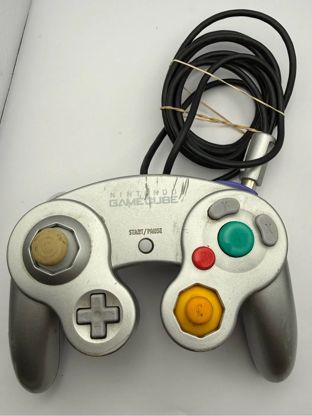 Lot of 2 OEM Gamecube Controllers - Pair Of Silver & Black Tested Original